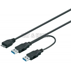 USB 3.0 Anschlusskabel (2x USB 3.0 Stecker A - 1x USB 3.0 Stecker Micro B)